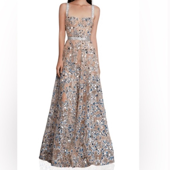 Bronx & Banco Midnight Sequin Silver Maxi Gown - Picture 1 of 7